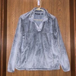 Lands’ End Fuzzy quarter snap up pullover.